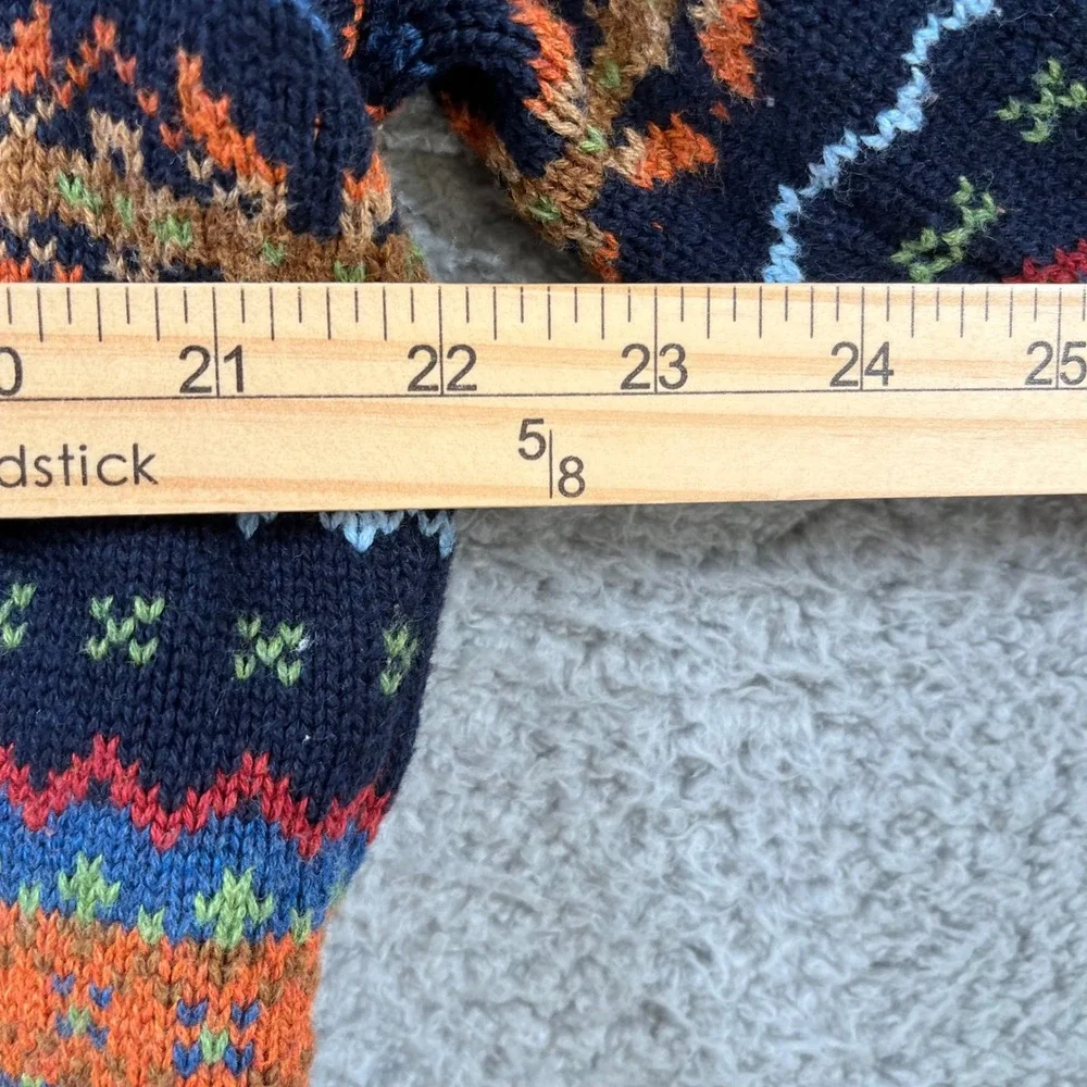 LL Bean Mens Size Large Fair‎ Isle 1/4 Zip Pullover Cotton Sweater Navy Multi